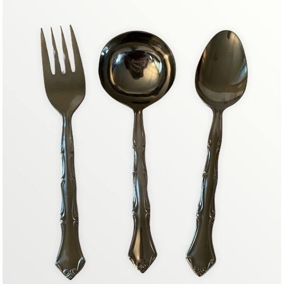 Oneida Northland Stainless Steel Set of 3 Serving Pieces Fork Spoon Ladle GUC - Picture 1 of 11